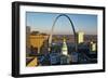 St. Louis arch with Old Courthouse and Mississippi River, MO-null-Framed Photographic Print