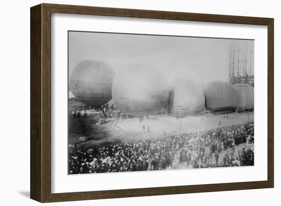 St. Louis Balloon Race with Hot Air Balloons-null-Framed Art Print