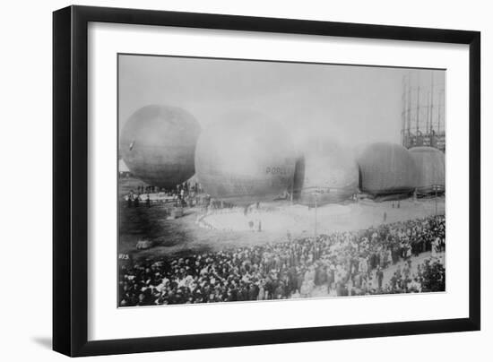 St. Louis Balloon Race with Hot Air Balloons-null-Framed Art Print