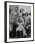 St. Louis Cardinals Player Stan Musial Reading the Newspaper with His Wife and Children-null-Framed Photographic Print