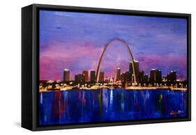 St Louis Gateway Arch at Sunset-Markus Bleichner-Framed Stretched Canvas