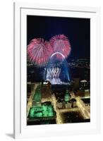 St. Louis Gateway Arch with Fireworks-null-Framed Premium Photographic Print