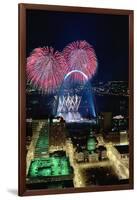 St. Louis Gateway Arch with Fireworks-null-Framed Premium Photographic Print