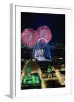 St. Louis Gateway Arch with Fireworks-null-Framed Photographic Print