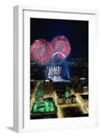 St. Louis Gateway Arch with Fireworks-null-Framed Photographic Print