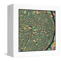 St. Louis Map-Jazzberry Blue-Framed Stretched Canvas