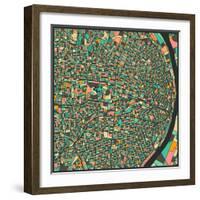 St. Louis Map-Jazzberry Blue-Framed Art Print