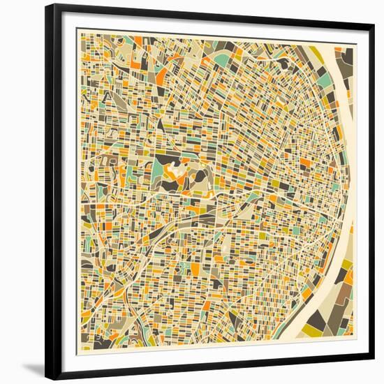 St. Louis Map-Jazzberry Blue-Framed Premium Giclee Print