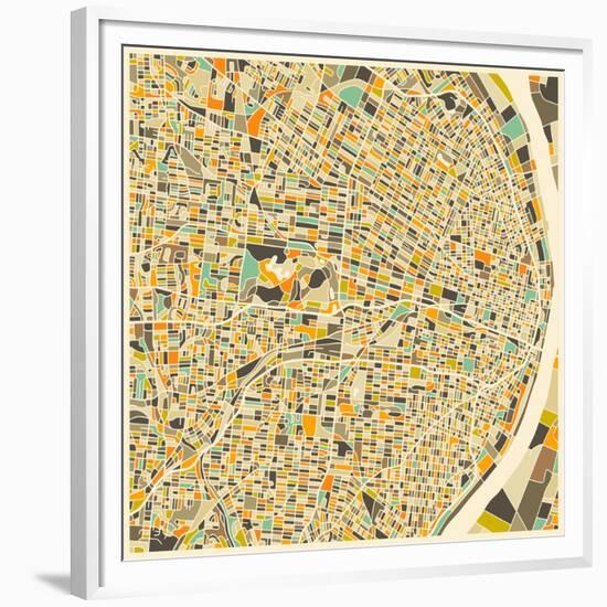 St. Louis Map-Jazzberry Blue-Framed Premium Giclee Print