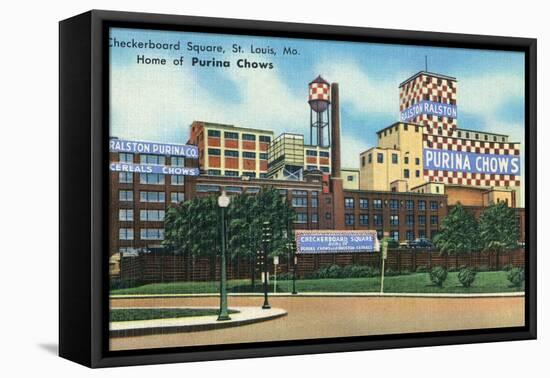 St. Louis, Missouri - Exterior View of Checkerboard Square, Ralston Purina Company-Lantern Press-Framed Stretched Canvas