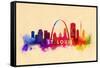 St. Louis, Missouri - Skyline Abstract-Lantern Press-Framed Stretched Canvas