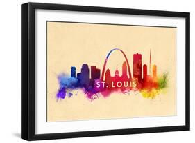 St. Louis, Missouri - Skyline Abstract-Lantern Press-Framed Art Print