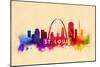 St. Louis, Missouri - Skyline Abstract-Lantern Press-Mounted Art Print