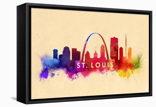 St. Louis, Missouri - Skyline Abstract-Lantern Press-Framed Stretched Canvas