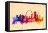 St. Louis, Missouri - Skyline Abstract-Lantern Press-Framed Stretched Canvas