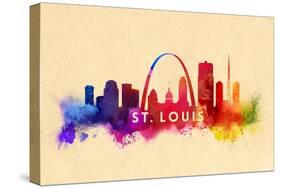 St. Louis, Missouri - Skyline Abstract-Lantern Press-Stretched Canvas