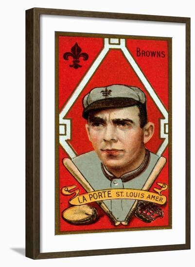 St. Louis, MO, St. Louis Browns, Frank LaPorte, Baseball Card-Lantern Press-Framed Art Print