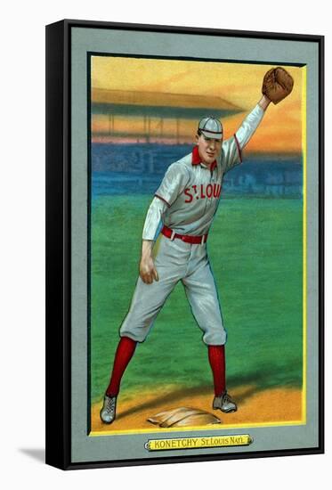 St. Louis, MO, St. Louis Cardinals, Ed Konetchy, Baseball Card-Lantern Press-Framed Stretched Canvas