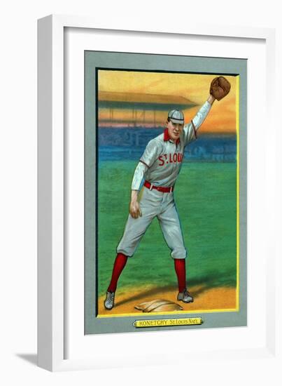 St. Louis, MO, St. Louis Cardinals, Ed Konetchy, Baseball Card-Lantern Press-Framed Art Print