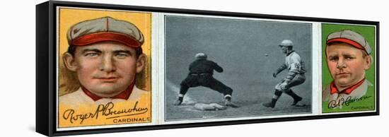 St. Louis, MO, St. Louis Cardinals, Roger Bresnahan, Robert Harmon, Baseball Card-Lantern Press-Framed Stretched Canvas