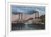 St. Louis, MO - View of Natchez & Robert E. Lee-Lantern Press-Framed Premium Giclee Print