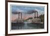 St. Louis, MO - View of Natchez & Robert E. Lee-Lantern Press-Framed Art Print