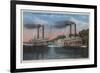 St. Louis, MO - View of Natchez & Robert E. Lee-Lantern Press-Framed Art Print