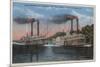 St. Louis, MO - View of Natchez & Robert E. Lee-Lantern Press-Mounted Art Print