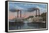 St. Louis, MO - View of Natchez & Robert E. Lee-Lantern Press-Framed Stretched Canvas