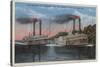 St. Louis, MO - View of Natchez & Robert E. Lee-Lantern Press-Stretched Canvas