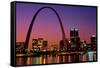 St. Louis skyline and Arch at night, St. Louis, Missouri-null-Framed Stretched Canvas