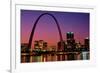 St. Louis skyline and Arch at night, St. Louis, Missouri-null-Framed Photographic Print