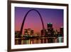 St. Louis skyline and Arch at night, St. Louis, Missouri-null-Framed Photographic Print