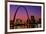 St. Louis skyline and Arch at night, St. Louis, Missouri-null-Framed Photographic Print