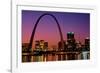 St. Louis skyline and Arch at night, St. Louis, Missouri-null-Framed Photographic Print