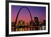 St. Louis skyline and Arch at night, St. Louis, Missouri-null-Framed Photographic Print