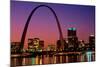 St. Louis skyline and Arch at night, St. Louis, Missouri-null-Mounted Photographic Print