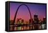 St. Louis skyline and Arch at night, St. Louis, Missouri-null-Framed Stretched Canvas
