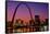 St. Louis skyline and Arch at night, St. Louis, Missouri-null-Framed Stretched Canvas