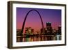 St. Louis skyline and Arch at night, St. Louis, Missouri-null-Framed Photographic Print