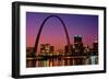 St. Louis skyline and Arch at night, St. Louis, Missouri-null-Framed Photographic Print