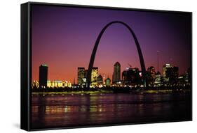 St. Louis Skyline including Gateway Arch-null-Framed Stretched Canvas
