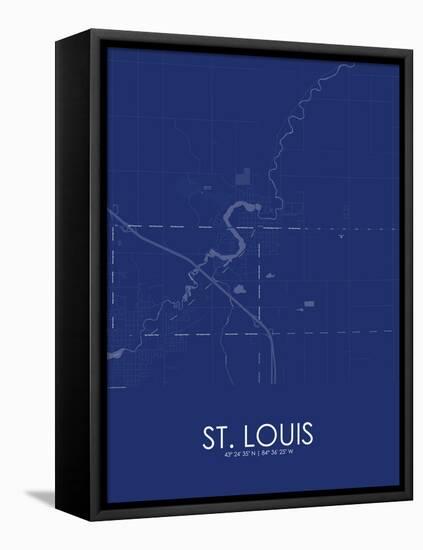 St. Louis, United States of America Blue Map-null-Framed Stretched Canvas