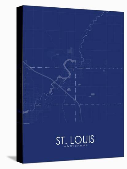 St. Louis, United States of America Blue Map-null-Stretched Canvas