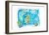 St Lucia Antilles Illustrated Caribbean Travel Map with Highlights of West Indies Island Dream-M. Bleichner-Framed Art Print