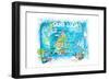 St Lucia Antilles Illustrated Caribbean Travel Map with Highlights of West Indies Island Dream-M. Bleichner-Framed Art Print