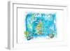 St Lucia Antilles Illustrated Caribbean Travel Map with Highlights of West Indies Island Dream-M. Bleichner-Framed Art Print