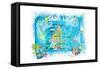 St Lucia Antilles Illustrated Caribbean Travel Map with Highlights of West Indies Island Dream-M. Bleichner-Framed Stretched Canvas