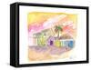 St Lucia Colorful Houses and Sunset-M. Bleichner-Framed Stretched Canvas