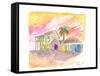 St Lucia Colorful Houses and Sunset-M. Bleichner-Framed Stretched Canvas